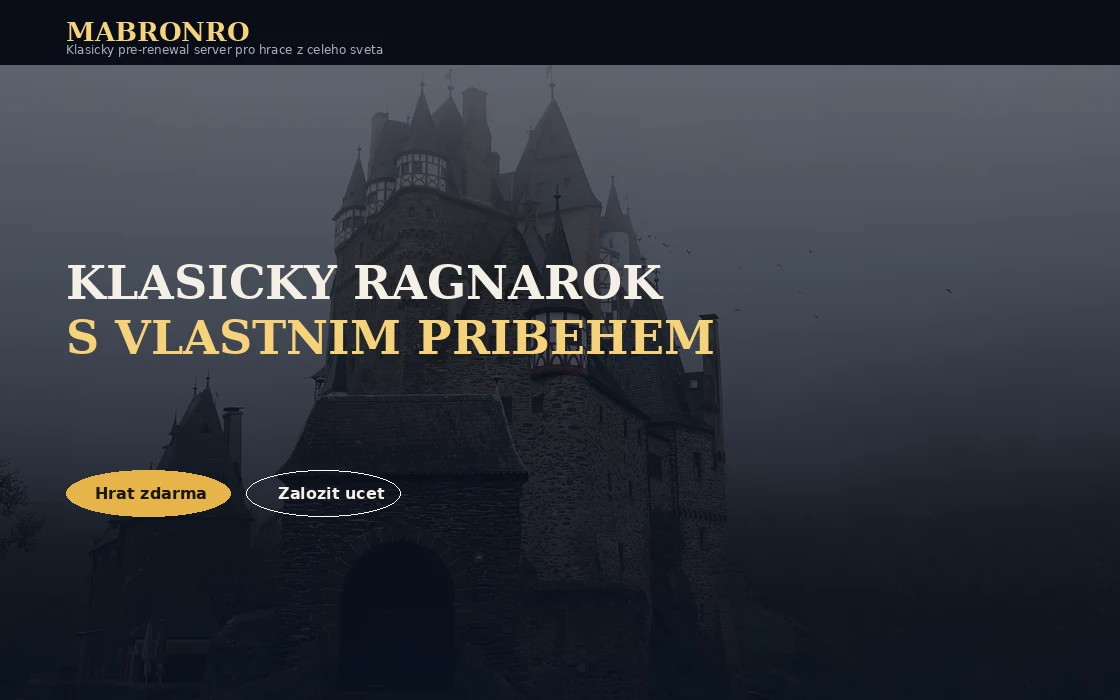 Úvodní stránka serveru MabronRO s hradem v mlze